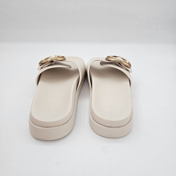 Steve Madden Mandie Slide Sandals Ivory Gold Buckle Women’s Size 9.5 - Picture 12 of 13